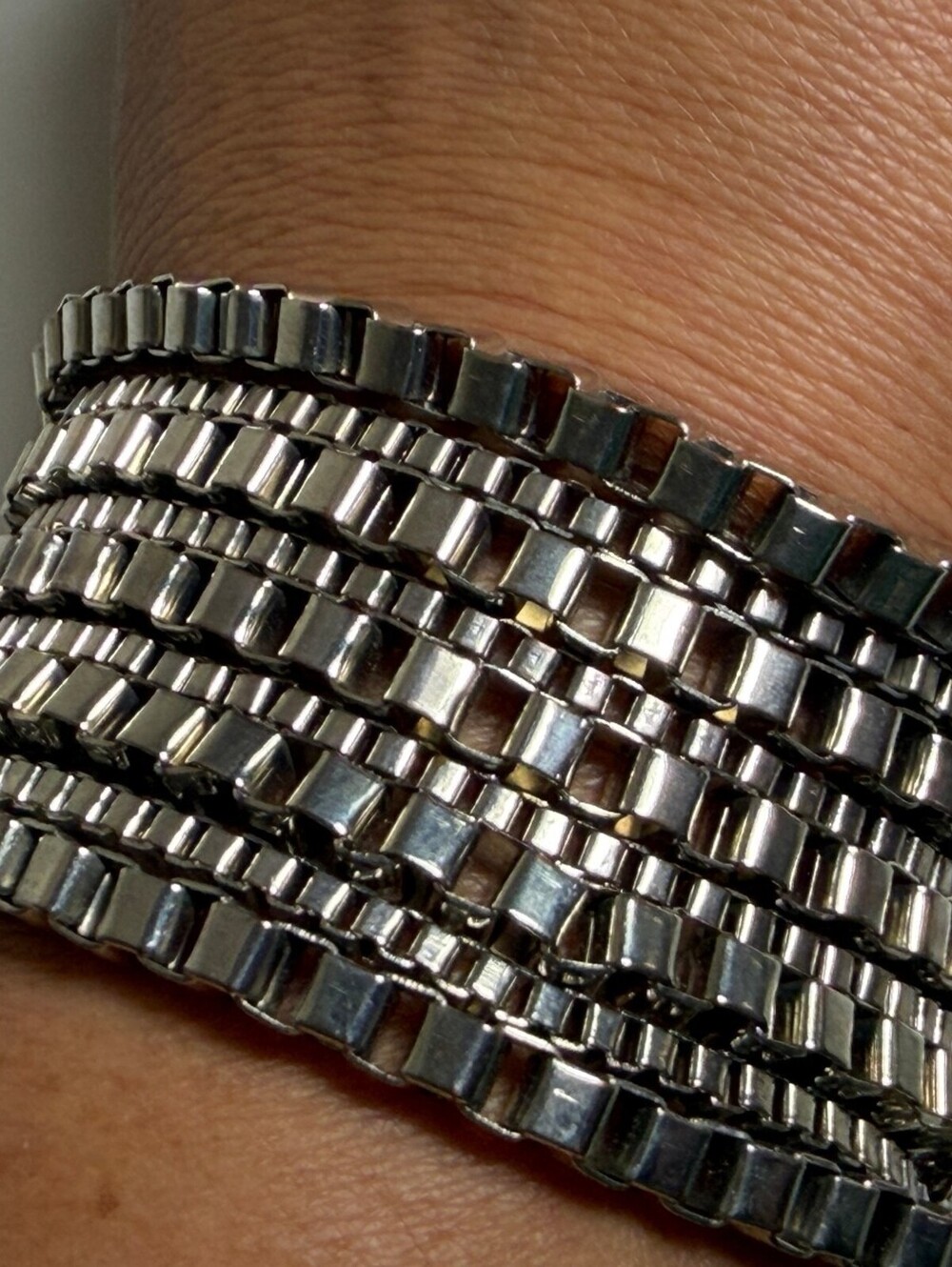 Multi-Strand Silver Tone Chain Bracelet with Toggle Clasp
